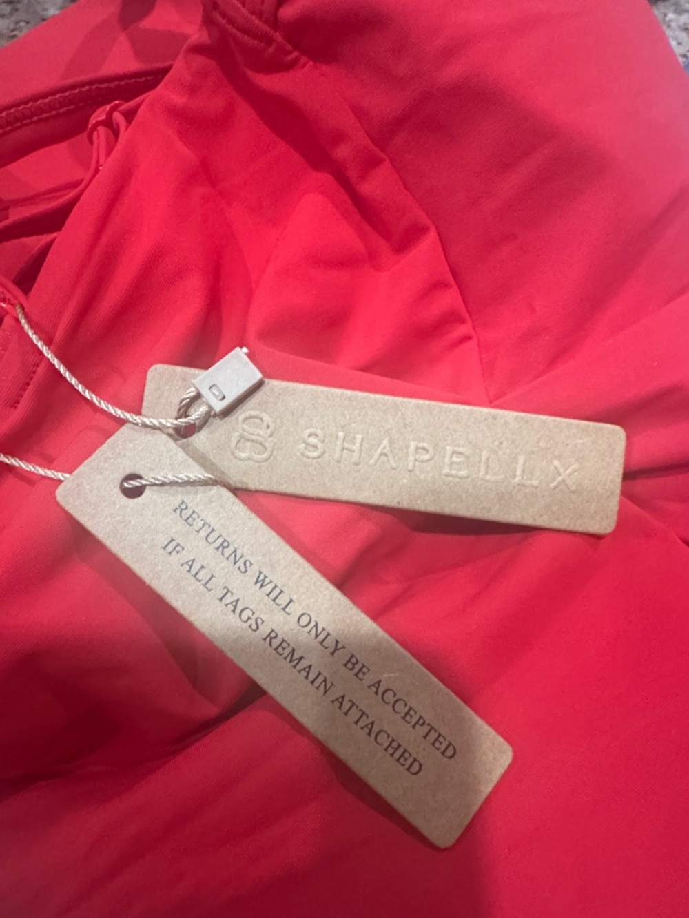 Shapellx Red Ruched Waist 1-Piece Swimsuit Keyhole Detail Tummy Control XL NWT - Picture 8 of 9